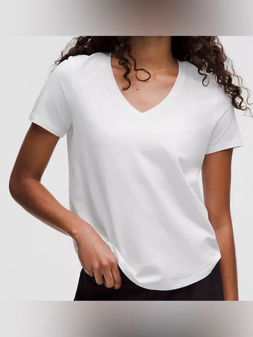 lululemon athletica White V-Neck Short Sleeve Tee